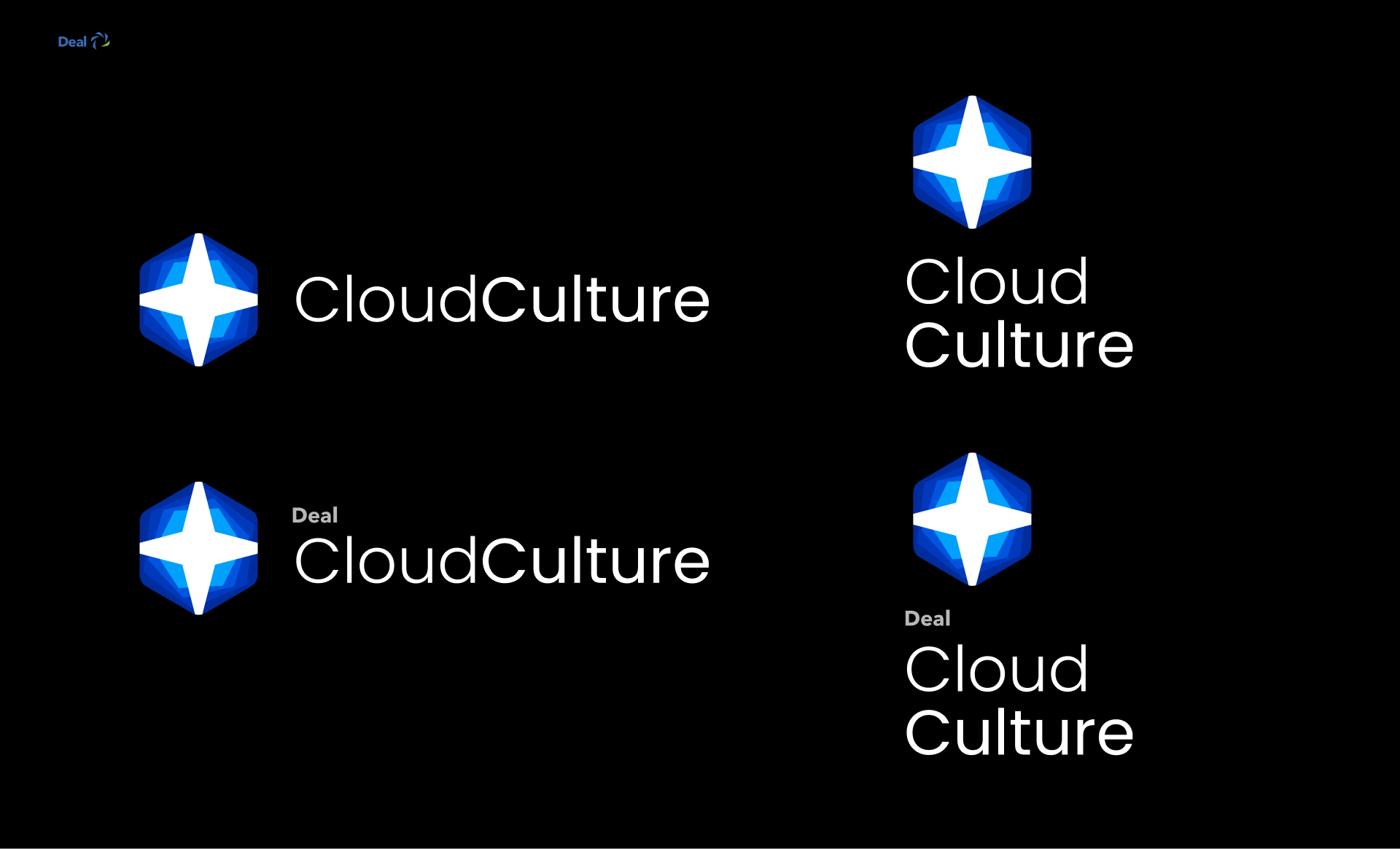 Cloud culture branding over a dark background